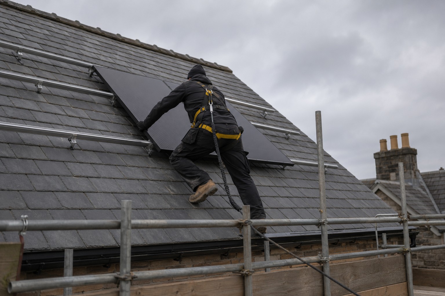 Installer going through an itemised solar quote with a customer