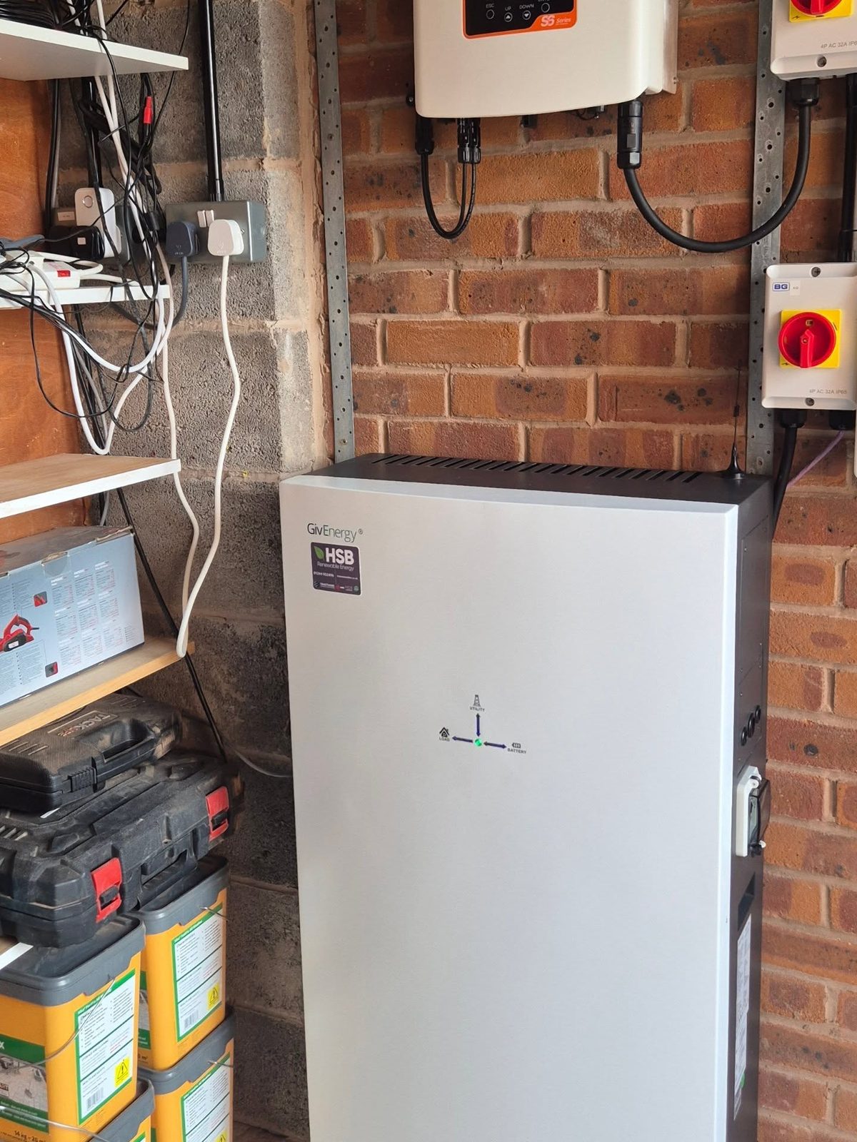 GivEnergy All-in-One battery storage system installed in a Buckley garage