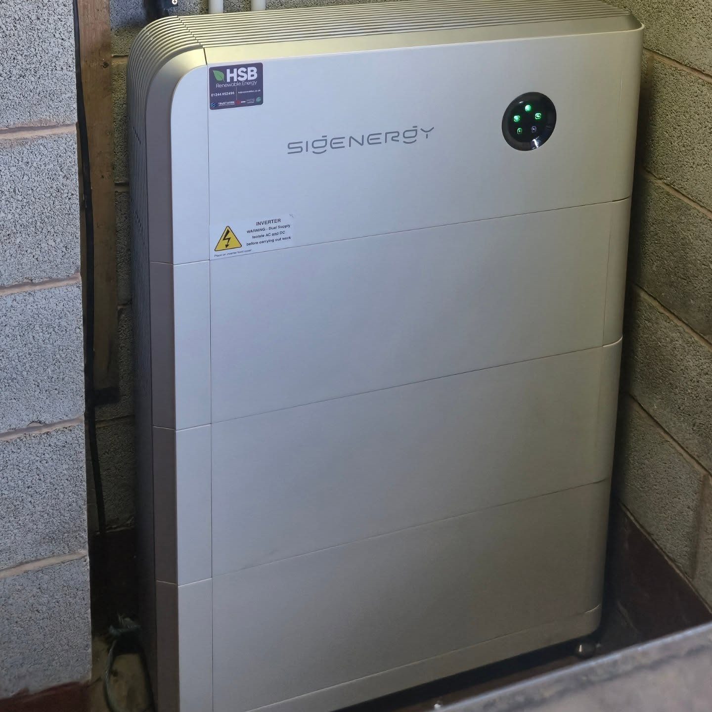 Sigenergy SigenStor inverter and battery stack installed in Halkyn
