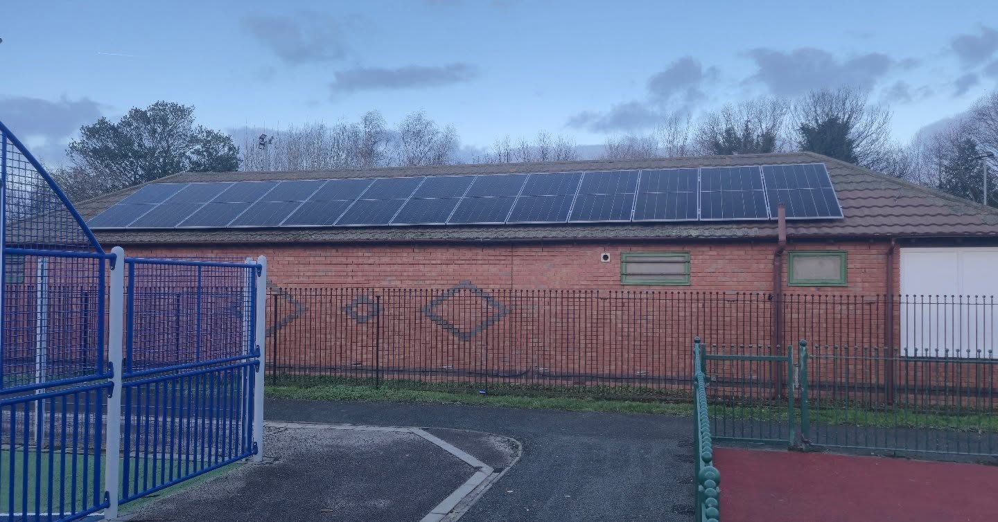 Solar panels on the clubhouse roof at Connah&rsquo;s Quay Bowling Club